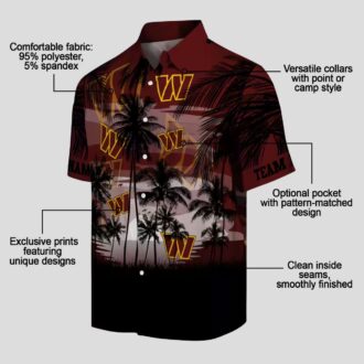 Limited Edition Washington Commanders Hawaiian Shirt, Sunset Palm Tropical NFL Gear