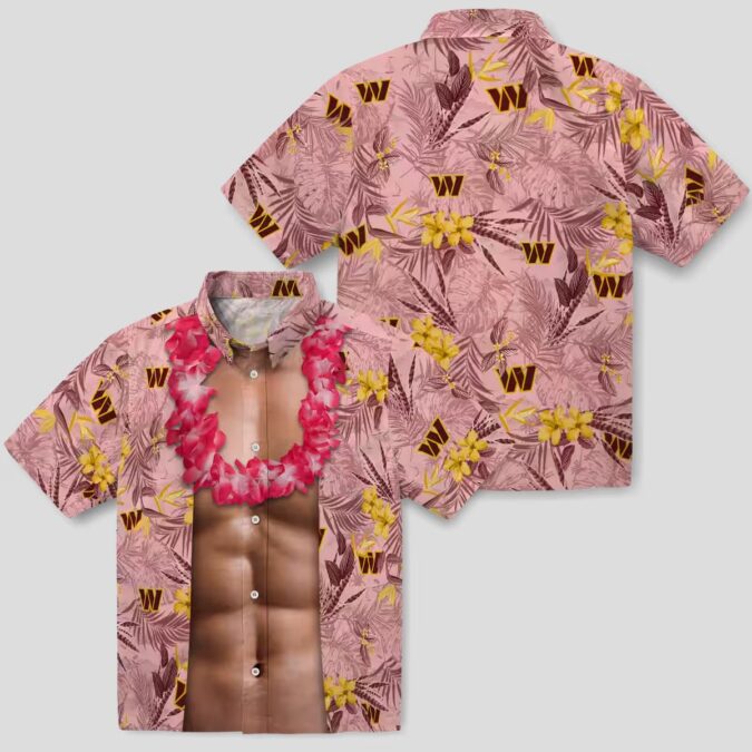 Men's Washington Commanders NFL Hawaiian Shirt - Chest Illusion Burgundy Beachwear