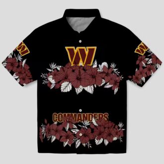 NFL Fans Washington Commanders Hawaiian Shirt, Hibiscus Floral Stripe Design for Men & Women