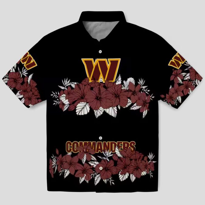 NFL Fans Washington Commanders Hawaiian Shirt, Hibiscus Floral Stripe Design for Men & Women