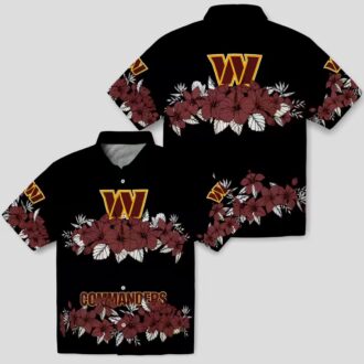 NFL Fans Washington Commanders Hawaiian Shirt, Hibiscus Floral Stripe Design for Men & Women