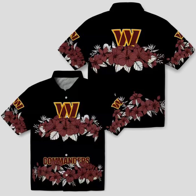 NFL Fans Washington Commanders Hawaiian Shirt, Hibiscus Floral Stripe Design for Men & Women
