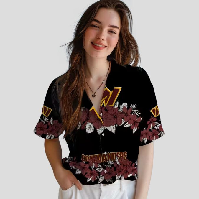 NFL Fans Washington Commanders Hawaiian Shirt, Hibiscus Floral Stripe Design for Men & Women