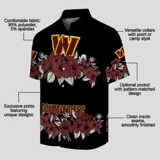 NFL Fans Washington Commanders Hawaiian Shirt, Hibiscus Floral Stripe Design for Men & Women