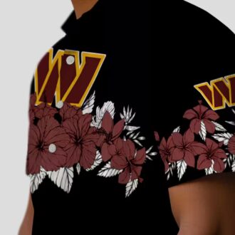 NFL Fans Washington Commanders Hawaiian Shirt, Hibiscus Floral Stripe Design for Men & Women