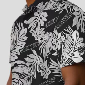 NFL Washington Commanders Black Hawaiian Shirt, Monstera Leaf Pattern for Beach & Vacation