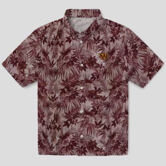 NFL Washington Commanders Burgundy Hawaiian Shirt, Tropical Leafy Pattern Beach Shirt