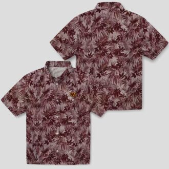 NFL Washington Commanders Burgundy Hawaiian Shirt, Tropical Leafy Pattern Beach Shirt