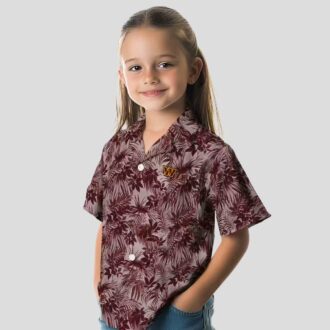 NFL Washington Commanders Burgundy Hawaiian Shirt, Tropical Leafy Pattern Beach Shirt