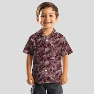 NFL Washington Commanders Burgundy Hawaiian Shirt, Tropical Leafy Pattern Beach Shirt