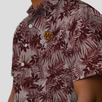 NFL Washington Commanders Burgundy Hawaiian Shirt, Tropical Leafy Pattern Beach Shirt