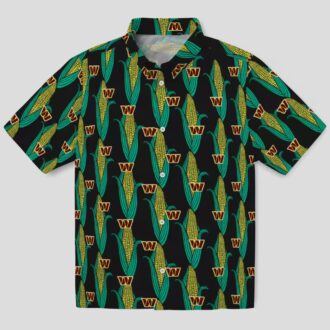 NFL Washington Commanders Corn Motifs Hawaiian Shirt, Black Green Summer Shirt for Fans
