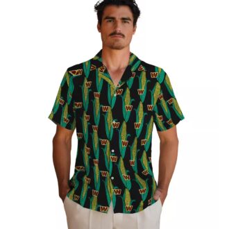 NFL Washington Commanders Corn Motifs Hawaiian Shirt, Black Green Summer Shirt for Fans