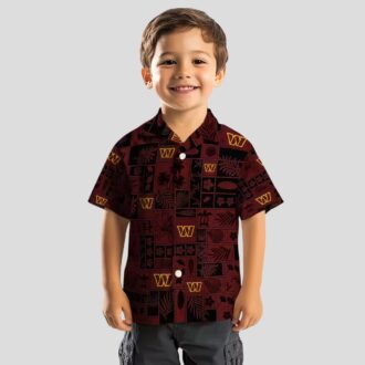 NFL Washington Commanders Hawaiian Shirt - Tropical Aloha Patchwork in Burgundy & Black