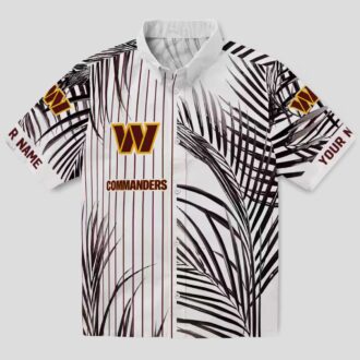 NFL Washington Commanders Palm Stripes Hawaiian Shirt, Burgundy Black Tropical Summer Outfit