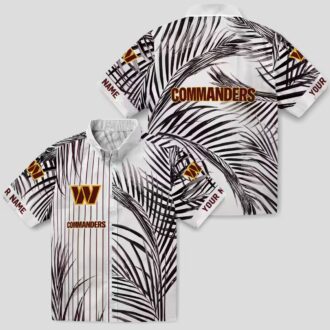 NFL Washington Commanders Palm Stripes Hawaiian Shirt, Burgundy Black Tropical Summer Outfit