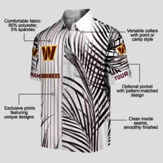 NFL Washington Commanders Palm Stripes Hawaiian Shirt, Burgundy Black Tropical Summer Outfit