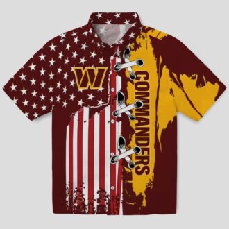 NFL Washington Commanders Stitched Flag Hawaiian Shirt, Burgundy Tropical Beach Shirt