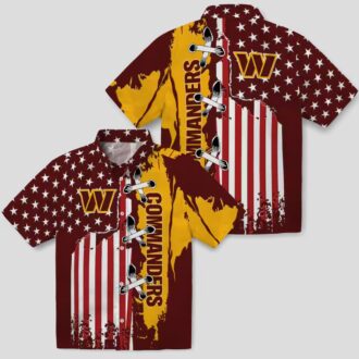 NFL Washington Commanders Stitched Flag Hawaiian Shirt, Burgundy Tropical Beach Shirt