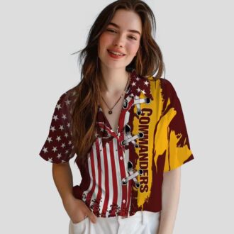 NFL Washington Commanders Stitched Flag Hawaiian Shirt, Burgundy Tropical Beach Shirt