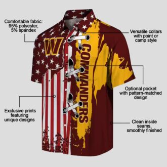 NFL Washington Commanders Stitched Flag Hawaiian Shirt, Burgundy Tropical Beach Shirt