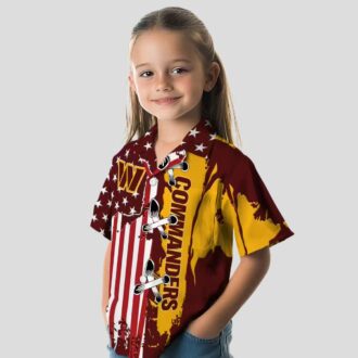 NFL Washington Commanders Stitched Flag Hawaiian Shirt, Burgundy Tropical Beach Shirt