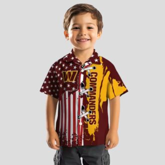 NFL Washington Commanders Stitched Flag Hawaiian Shirt, Burgundy Tropical Beach Shirt