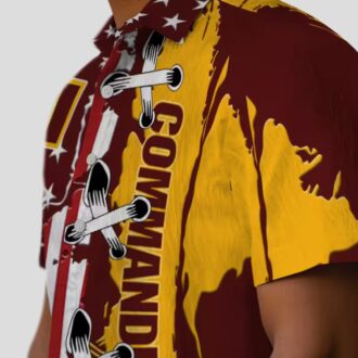NFL Washington Commanders Stitched Flag Hawaiian Shirt, Burgundy Tropical Beach Shirt