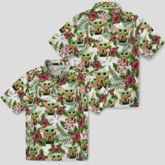NFL Washington Commanders Yoda Green Hawaiian Shirt, Tropical Floral Beach Shirt for Fans