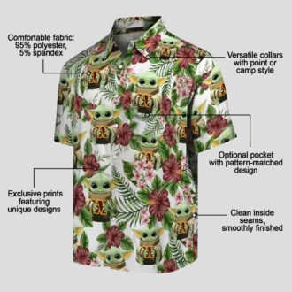 NFL Washington Commanders Yoda Green Hawaiian Shirt, Tropical Floral Beach Shirt for Fans
