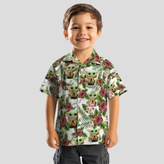 NFL Washington Commanders Yoda Green Hawaiian Shirt, Tropical Floral Beach Shirt for Fans
