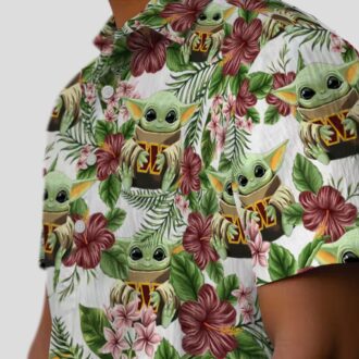 NFL Washington Commanders Yoda Green Hawaiian Shirt, Tropical Floral Beach Shirt for Fans