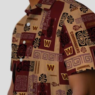 Tribal Symbols Washington Commanders Hawaiian Shirt, Burgundy NFL Summer Beach Outfit