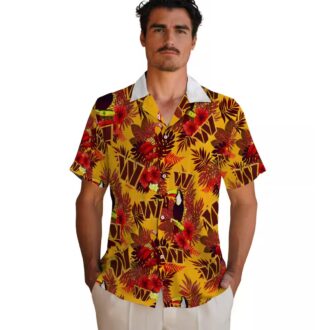 Tropical Toucan Washington Commanders Hawaiian Shirt, Burgundy Red Floral NFL Beachwear
