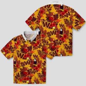 Tropical Toucan Washington Commanders Hawaiian Shirt, Burgundy Red Floral NFL Beachwear