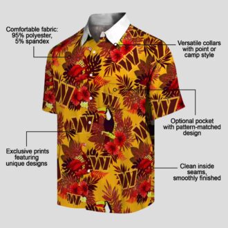 Tropical Toucan Washington Commanders Hawaiian Shirt, Burgundy Red Floral NFL Beachwear