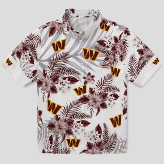 Washington Commanders Aloha Hawaiian Shirt, Burgundy Hibiscus & Palm Leaves NFL Apparel