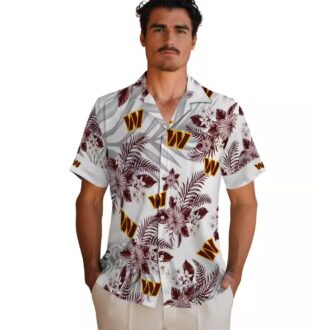 Washington Commanders Aloha Hawaiian Shirt, Burgundy Hibiscus & Palm Leaves NFL Apparel