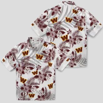Washington Commanders Aloha Hawaiian Shirt, Burgundy Hibiscus & Palm Leaves NFL Apparel