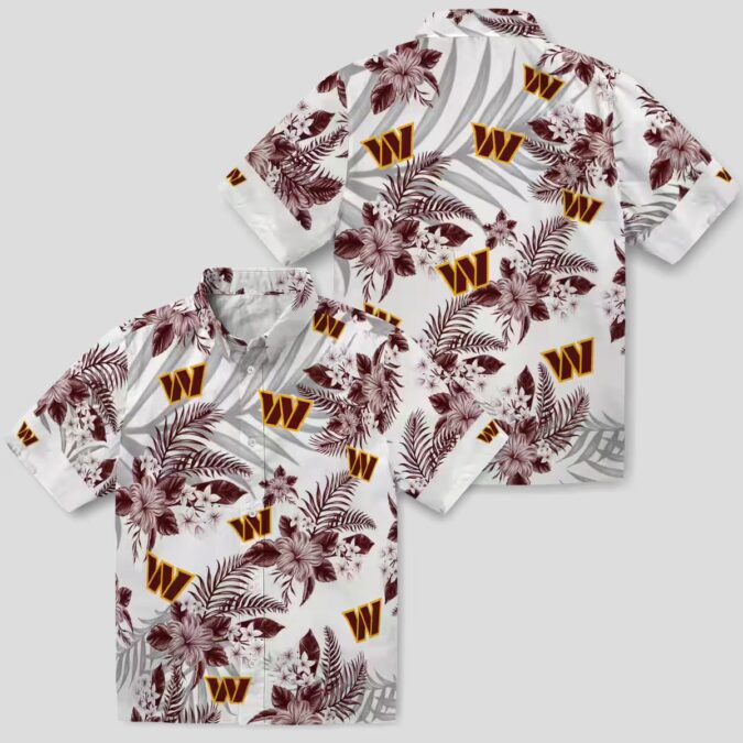 Washington Commanders Aloha Hawaiian Shirt, Burgundy Hibiscus & Palm Leaves NFL Apparel