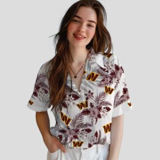 Washington Commanders Aloha Hawaiian Shirt, Burgundy Hibiscus & Palm Leaves NFL Apparel