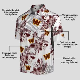 Washington Commanders Aloha Hawaiian Shirt, Burgundy Hibiscus & Palm Leaves NFL Apparel