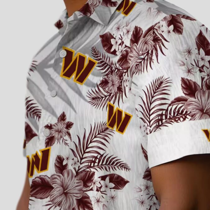 Washington Commanders Aloha Hawaiian Shirt, Burgundy Hibiscus & Palm Leaves NFL Apparel
