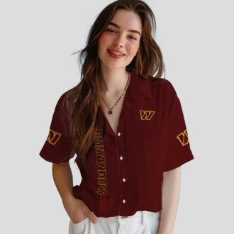 Washington Commanders Burgundy Floral Hawaiian Shirt, Stuart Minion Design for Football Fans