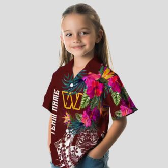 Washington Commanders Burgundy Hawaiian Shirt, Floral Polynesian Shirt for Game Day & Beach