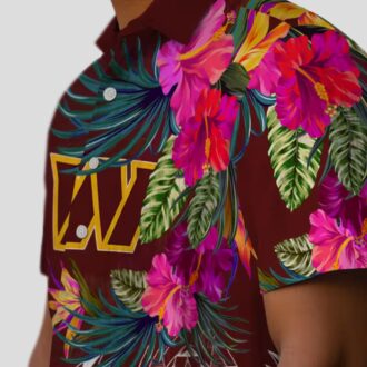Washington Commanders Burgundy Hawaiian Shirt, Floral Polynesian Shirt for Game Day & Beach