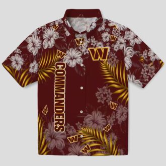 Washington Commanders Burgundy Hibiscus Hawaiian Shirt, NFL Tropical Floral Beach Shirt
