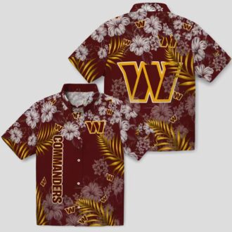 Washington Commanders Burgundy Hibiscus Hawaiian Shirt, NFL Tropical Floral Beach Shirt