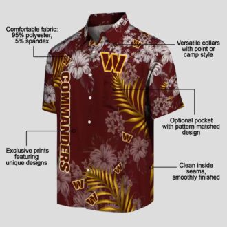 Washington Commanders Burgundy Hibiscus Hawaiian Shirt, NFL Tropical Floral Beach Shirt