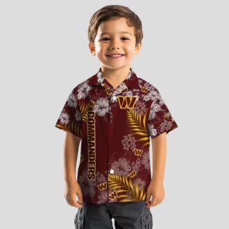 Washington Commanders Burgundy Hibiscus Hawaiian Shirt, NFL Tropical Floral Beach Shirt